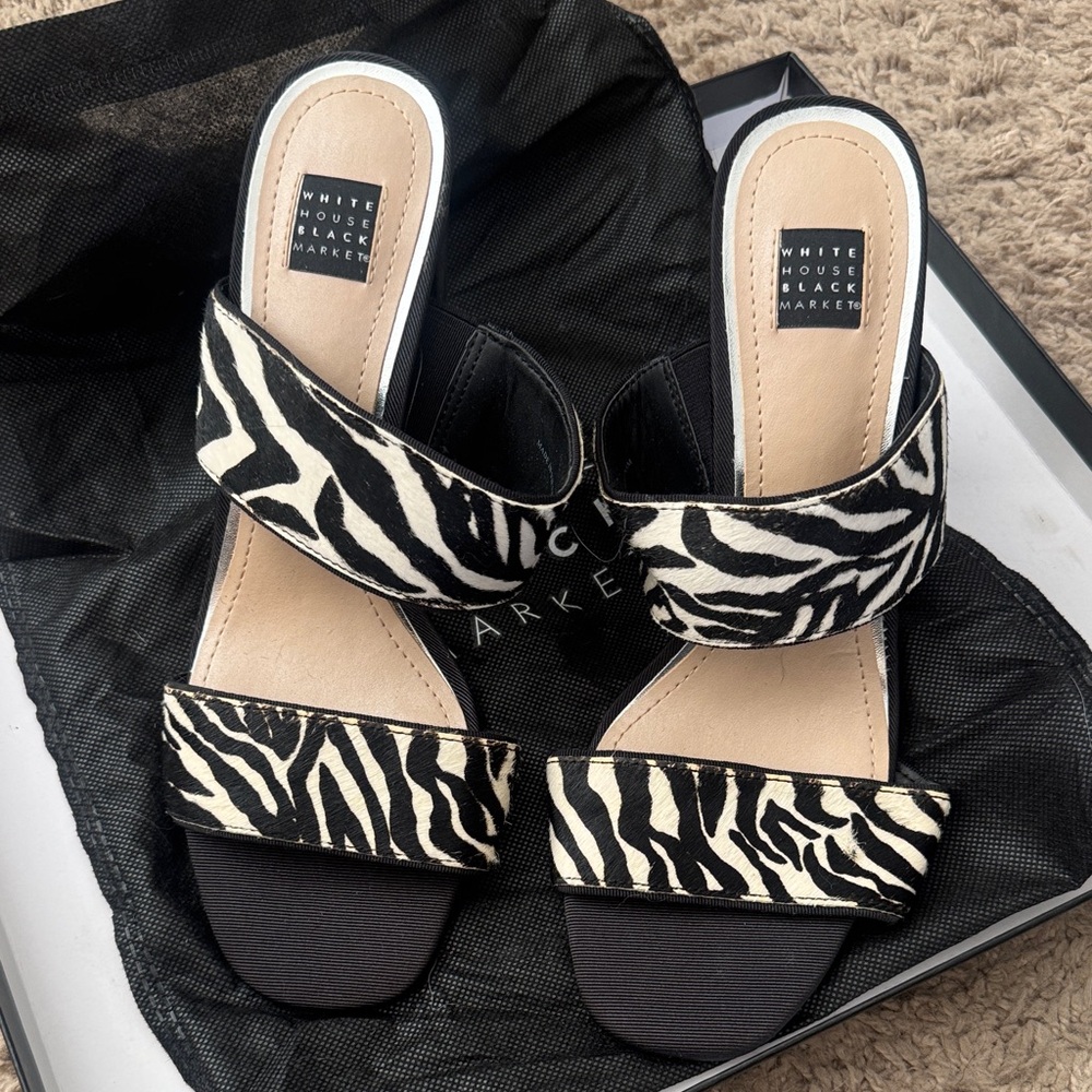 White House Black Market Zebra Striped Sandals